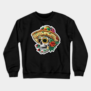 Skull wear tacos sumbrero hat - cinco de mayo Crewneck Sweatshirt